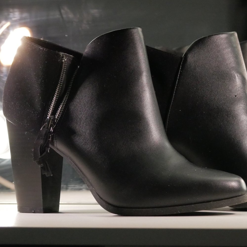 Black Vegan Leather and Suede Ankle Boots